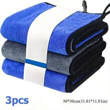 3pcs Car Microfiber Towels, Double-Sided Car Detailing Cleaning Cloth, Home Drying Towel - A - View 2