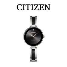 CITIZEN Women's -Drive Watch Polished Silver Round Case Gradient Black Dial Single Diamond Marker Two-Tone Metal Bangle Bracelet Minimal Chic Ladies Watch - Silver - View 6