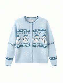 Girls Sweet Knit Sweater Soft Pullover Jumper Versatile Casual Top For Tween Girl Winter Daily Outfit - Blue and White - View 4