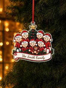 1pc Custom Name Santa Family 2026 Christmas Ornament, Personalized Family Name Acrylic Christmas Tree Hanging Decor, Family Holiday Keepsake Gift,Christmas Gift - Red - View 11