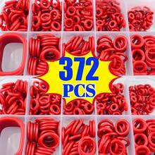 372pcs High Temperature & Oil Resistant Red Silicone O-Rings, Suitable For Automotive And Piping Applications - Red - View 1