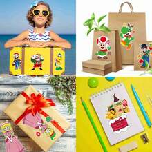 SUPER MARIO BROS. 1set/8pcs Christmas Themed Collage Stickers, DIY Dress Up Stickers For Multiple Game Characters. Free Combination And Assembly, Suitable For Children's Party Handicrafts And Holiday Gifts, Full Of Fun. (Stochastic Style) - Multicolor - View 5