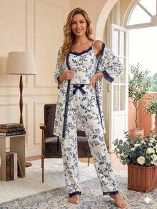 ❤️ 3-Piece Women's Lace-Trimmed Pajama Set – - White - View 2