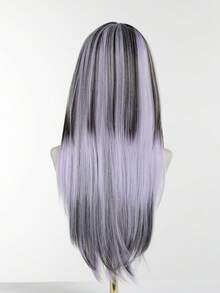 24 Inch Long Synthetic Straight Hair Wig, Multi-Color Natural Style, With Bangs Design, Suitable For Daily Wear, Party, Makeup, Ball, Providing Natural And Long-Lasting Wig Gift For Women, Halloween , Cosplay And Fashion - Multicolor - View 6