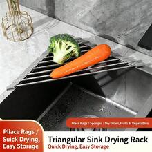 1pc Foldable Stainless Steel Kitchen Sink Drain Rack, Rust-Proof Roll-Up Design, Compact And Durable - Multicolor - View 9
