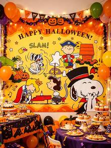 MASSDI Halloween Party Backdrop, Bright Yellow & Friends Halloween Costume Photo Banner, Decorative Background For Halloween Party & Photography - Cartoon - View 11