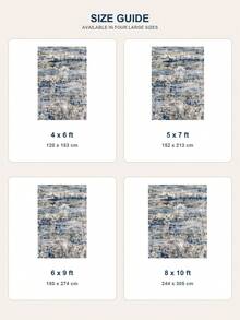 1PC Modern Abstract Blue Gray Area Rug, Large Soft Carpet For Living Room, Bedroom & Home Decor - Multicolor - View 8
