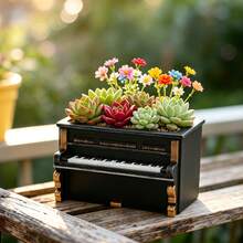 1 Buah Pot Tanaman Berbentuk Piano Vintage Timbul 3D, Cocok untuk Sukulen, Tanaman Merambat Gantung, Pajangan Meja, Pot Bunga Dekorasi Berkebun Artistik dan Kreatif - Pot Bunga Piano - View 6
