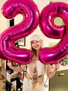 1pc/2pcs 40 Inch Large Number Balloon Rose Red Foil Large Number Balloon Suitable For Birthday Party Supplies Decoration Outdoor Photo Props - 40 Inch Rose Red Digital - View 3