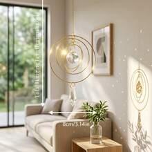 Gold Metal Ring Crystal Sun Catcher Window Hanging Boho Wall Decor Home Ornament - Circular Crystal Suncatcher - View 5