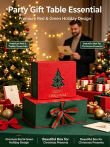 Christmas Gift Box Christmas Tree Hollow Gift Box With Ribbon Bow Merry Christmas Luxury Paper Gift Packaging Box Suitable For Holiday Party Christmas Eve - Multicolor - View 4