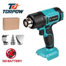 Pistol Panas Nirkabel Tanpa Kabel TORPOW, Kontrol Suhu Digital LCD Maksimal 550℃, Bertenaga Baterai Lithium, Beberapa Nozzle untuk Mencairkan Lem pada Film Stiker Mobil dan Tabung Penyusut Panas. - Biru - View 9