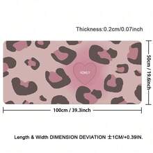 Sweet Y2K Style Pink Leopard Leather Desk Pad, Honey Heart Graphic Waterproof Oilproof Extended Mousepad Leather, Aesthetic Desk Decor For Girls - View 9