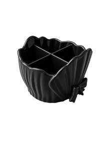 Bowknot Ruffle Shell Design 4-Slot Toothbrush Holder, Bathroom Countertop Toothpaste Makeup Brush Storage Rack, Multi-Functional 3D Printed Desktop Small Item Sorting Storage Basket, Home Use - Multicolor - View 15