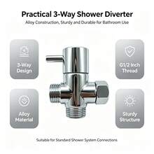 3-Way Shower Diverter Valve, G1/2 Inch Universal Thread Interface, Zinc Alloy Construction, Multi-Scene Flexible Installation, Sturdy Durable Shower Switch Valve For Bathroom Shower System - G 1/2" - View 3
