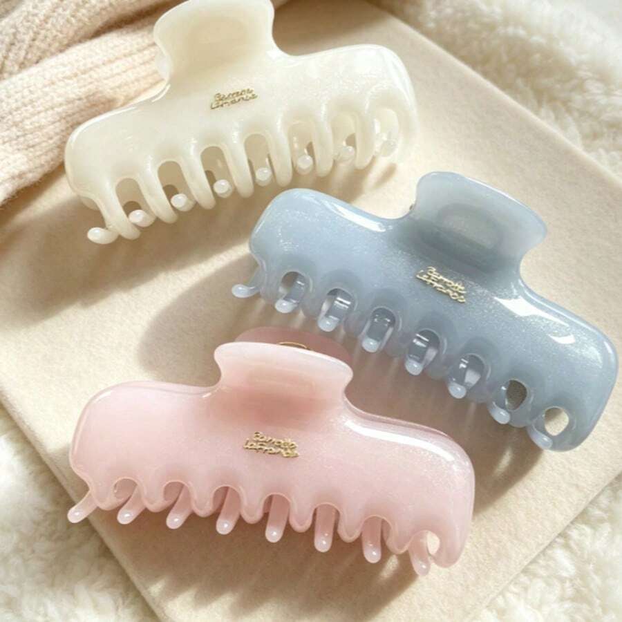 Solid Color Jelly Hair Clip For Women, High-End Back Of Head Bun Claw Clip Hair Claw Hair Accessory - Multicolor - View 1
