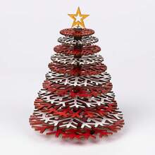 Wooden 3D Christmas Tree Decoration DIY 3D Snowflake Wooden Craft Handmade Christmas Hanging Ornament Desktop Christmas Tree Decor Holiday Snowflake And Leaf Accessories - Multicolor - View 5
