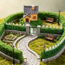 33Pcs Miniature Garden Landscape Accessories Kit, Mini Stone Wall & Hedge Fence Set, Dollhouse Micro Landscape Diorama Fairy Garden Scene Building Decor - Garden Landscape - View 3
