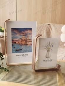 Multi-Functional Acrylic Photo Frame With Wooden Stand - Perfect For Displaying Photos, Artwork, Etc. - A - View 2