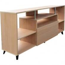 Mueble para TV 60", Centro de Entretenimiento Ibiza, Diseño Moderno, Amplios Espacios, 1 Puerta, Varios estantes, Resistente, Elaborado en melamina Texturizada, Fácil Armado, Color - Caqui - Ver 2