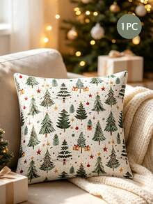 1pc Polyester Christmas Decorative Pillow Case (Pillow Insert Not Included), Christmas Bedding Gift, Machine Washable - Multicolor - View 4