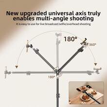 Tripod Lantai yang Dapat Diatur dengan Lengan yang Dapat Diputar dan Diperpanjang & Dudukan Ponsel, Penyangga Ponsel yang Dapat Diatur Ketinggiannya untuk Siaran Langsung, Memasak, Melukis, dan Fotografi Makanan - MultiWarna - View 7