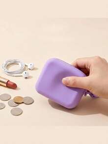 1pc Silicone Coin Purse, Mini Zipper Storage Bag With Wrist Strap, Waterproof Portable Earphone Lipstick Key Pouch, Small Travel Organizer Case - Multicolor - View 3