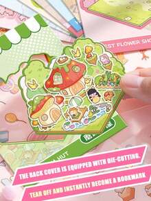 3pcs Mini Scene Stationery Stickers, Creative Sticker Book For Building Scenes, DIY Stickers For Books, Mini Sticker Book, Small Pattern Stickers, Laser Cut Stickers, Handmade Photo Album Supplies, Scrapbooking Material,Party Favors,Scrapbook Supplies - Multicolor - View 5