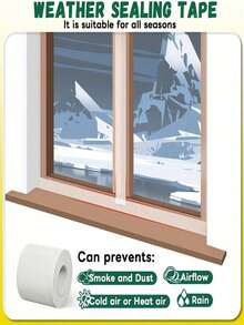 1 Roll Winter Weather-Stripping Tape: Leak-Proof Sealing Tape For Door Gaps And Windows. Windproof, Soundproofing, And Heat-Retaining Adhesive Seal Strip; Removable And Residue-Free. Suitable For Doors, Windows, Air Conditioners, Vents, And Pipes. - Multicolor - View 9