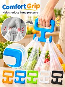 Modern Practical Shopping Bag Handle, Double Hook Design, Smooth Rounded Edges For Comfortable Grip, Reduces Hand Pressure And Strain, Portable Shopping Bag Handle Aid, Suitable For Supermarket Shopping, Supermarket Trips, All-Season Home Daily Use - Multicolor - View 2