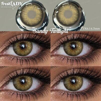 FRESH LADY Freshlady NEW 1 Çift Doğal Kahverengi Renkli Kontakt Lens Göz Makyajı 14.20 mm 6 Aylık Kullanım Kostüm Günlük Kullanım, Parti ve Makyaj Görünümleri İçin Mükemmel