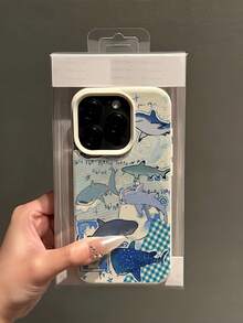 1件 白色磨砂極簡鏡頭保護可愛鯊魚拼貼圖案手機殼 個性化適用於 iPhone 16 Pro Max/18/17/16/15/14 Plus/13/12/11/Air 系列 - 彩色 - 查看 4