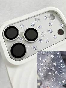 1 buah Stiker Lensa Jam Gaya Y2K Keren dan Manis dengan Ukiran Laser Motif Kupu-kupu, Hati, Bulan, dan Pita, Perpaduan Kilauan Bintang, Bunga, dan Elemen Batas Asimetris, Film Lensa Ponsel DIY - A - View 3