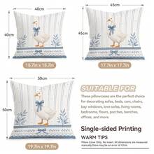 4pcs/1pc French Blue & White Goose Pattern Pillow Covers Without Inserts, Single-Sided Printed Cushion Cases, Suitable For Living Room Bedroom Home Decor, All Season Use - Multicolor - View 3
