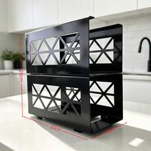 1/2/3pcsX Hollow Metal Countertop Storage Rack, Kitchen Roll Organizer Holder For Paper Towel, Cling Film, Aluminum Foil Roll, Desktop Storage Shelf - View 11