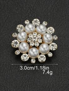 4pcs/Pack Flower-Shaped Rhinestone & Pearl High-End Metal Buttons For Wedding Decor, Clothing, Jewelry Making, DIY Shoes, Hats, Bags, Handmade Sewing Accessories - Multicolor - View 10