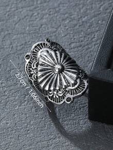 ZHIXUN 1pc Vintage Simple Bohemian Carving Ring Women's Declaration Jewelry Daily Stackable Wear Party Gifts - Ring - View 8