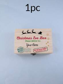 Custom Christmas Eve Keepsake Box, Personalized Rustic Wooden Memory Box For Home Decor, Festive Name Storage Case, Customized Name Holiday Gift Box, Customizable Seasonal Keepsake For Christmas Party Display, Christmas Party Decor, Merry Christmas - Style I - View 15