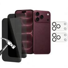 Phone Protection Set [2pcs Anti-Peeping Privacy Tempered Glass Screen Protector + 2pcs Tempered Glass Rear Camera Lens Protector] Compatible With IPhone 18 Pro/18 Pro Max/17/17 Pro/17 Pro Max/16/16 Pro/16 Pro Max/15/15 Pro/15 Pro Max - Privacy Film*5 - View 12