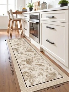 DAJIANG 1pc Vintage Floral Runner Rug, Kitchen Mat, Suitable For Bathroom, Kitchen, Outdoor, Hallway, Bedroom, Living Room, Machine Washable, Easy To Clean, Non-Slip Entryway Mat, Autumn Home Decor Rug Accessory - Multicolor - View 13