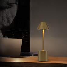Rechargeable LED Table Lamp, 3 Adjustable Color Modes, Portable Wireless Metal Design For Bedroom, Dining Room, Outdoor, And Living Room, Gold Color - gold-1pc - View 3