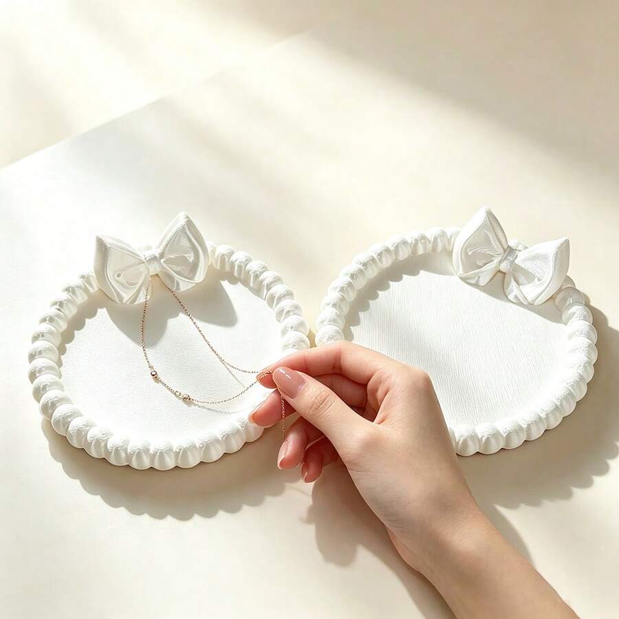 3D Printed Bow Jewelry Tray, Suitable For Vanity, Washbasin And Jewelry Storage. Perfect For Home Decor, Desk, Office Desk And Car Decoration