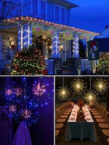 4pcs LED Fireworks Lights, 2.5m 360LED/240LED 8 Modes Fairy String Lights, Outdoor Waterproof Hanging Dandelion Lights For Garden, Wedding, Christmas, Party Decoration, Porch, Patio, Indoor And Outdoor - One Size - View 7