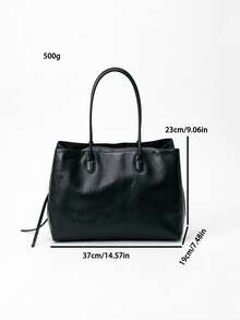 Women Solid Soft Faux Leather Tote Bag,Long Top Handles Side Tassel, Large Capacity With Inner Zip Pocket,Minimalist Elegant All-Season Office Commute - Black - View 3
