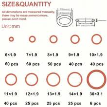 372pcs High Temperature & Oil Resistant Red Silicone O-Rings, Suitable For Automotive And Piping Applications - Red - View 8