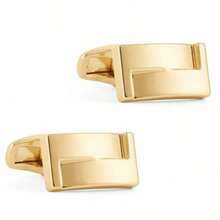 New Electroplated Gold Polished Metal Cufflinks, French Shirt Cufflinks - Gold - View 7
