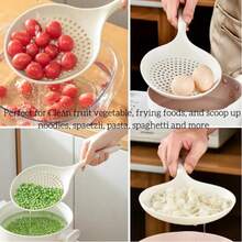 Extra Large 14.5 Inch Silicone Colander Spoon, Perforated Strainer/Skimmer/Spider Spoon, Suitable For Cooking And Frying, Pasta Strainer, Kitchen Cooking Strainer - White - View 2