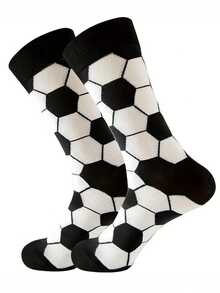 8 Pairs Random Assorted Color Kids Socks Black & White Patchwork Sports Football Letter Pattern Boys Girls Versatile Mid-Calf Socks, Suitable For Daily Wear - Multicolor - View 2