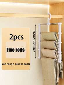 Multi-Layer Pants Rack,Foldable Multi Layer Pants Hanger, Space Saving Foldable Design Ladder Trouser Rack, Anti Slip Multi Rod Clothes Storage Organizer, Creaseless Wardrobe Hanging Holder For Jeans, Leggings,Trousers, Scarves And Household Garments - Multicolor - View 16