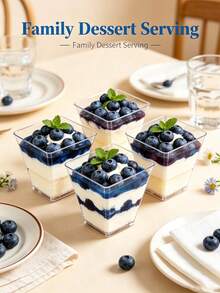 20/50/100pcs Transparent Reusable Dessert Cups, Multi-Purpose Clear Party Cups For Banana Pudding, Yogurt, Mousse Cake And Ice Cream - Durable And Stackable, Suitable For Birthday, Wedding, Party Supplies, Wedding Tableware - Holiday Food Preparation Containers, Stackable Design, Lightweight Material, Event Planner - Transparent - View 3